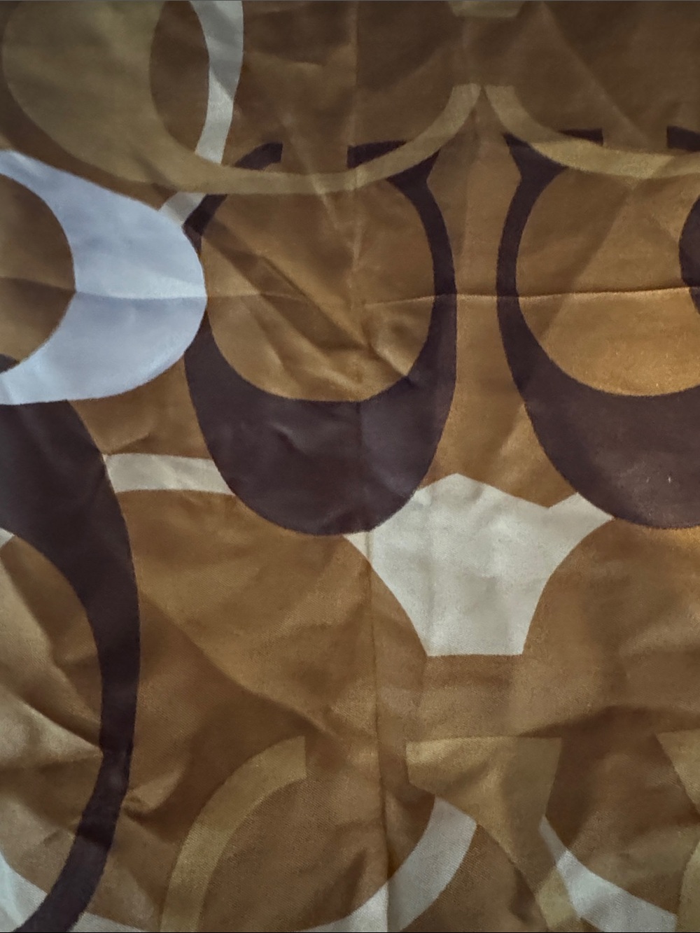Coach Brown & Cream Geometric Silk Scarf 21” x 21” - NWT - Picture 6 of 7